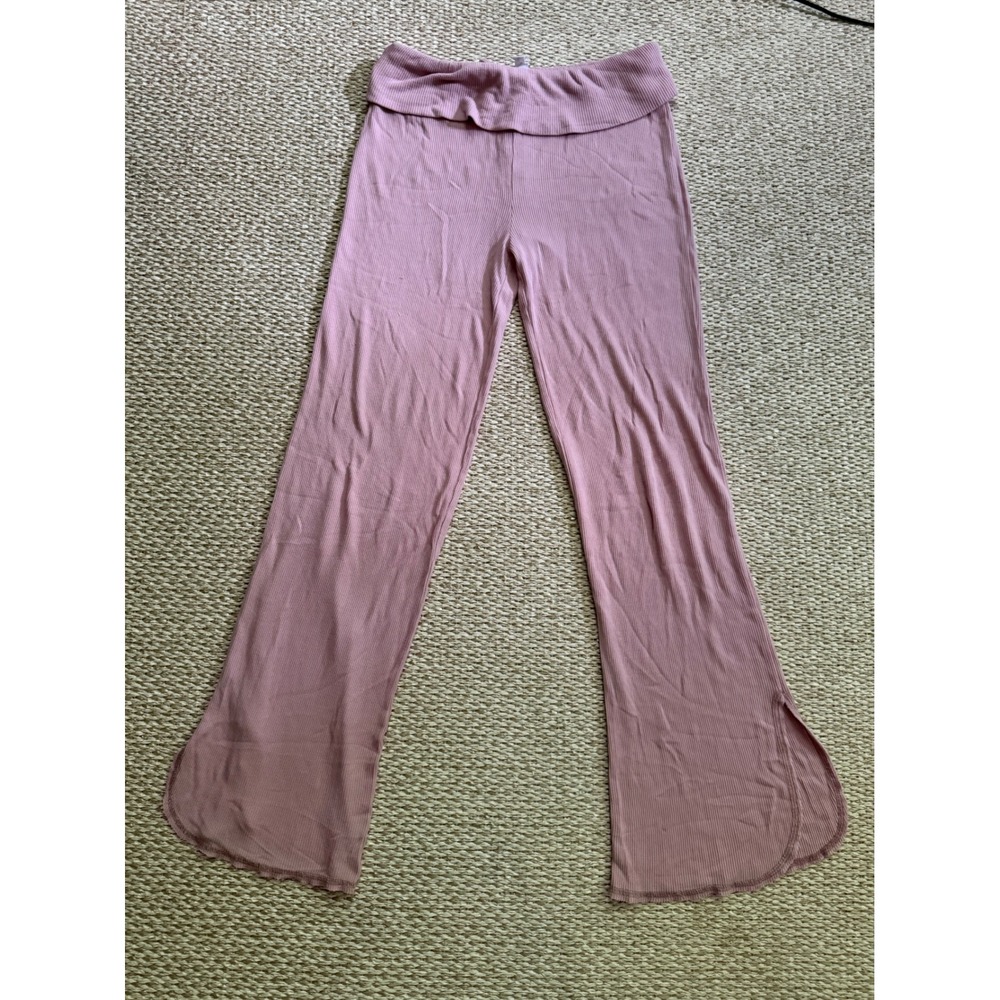 Out From Under Urban Outfitters Ribbed‎ Wide Leg Lounge Pants Pink fold over M